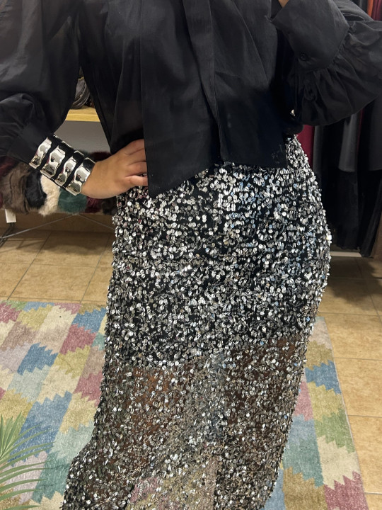 Falda midi pedrería