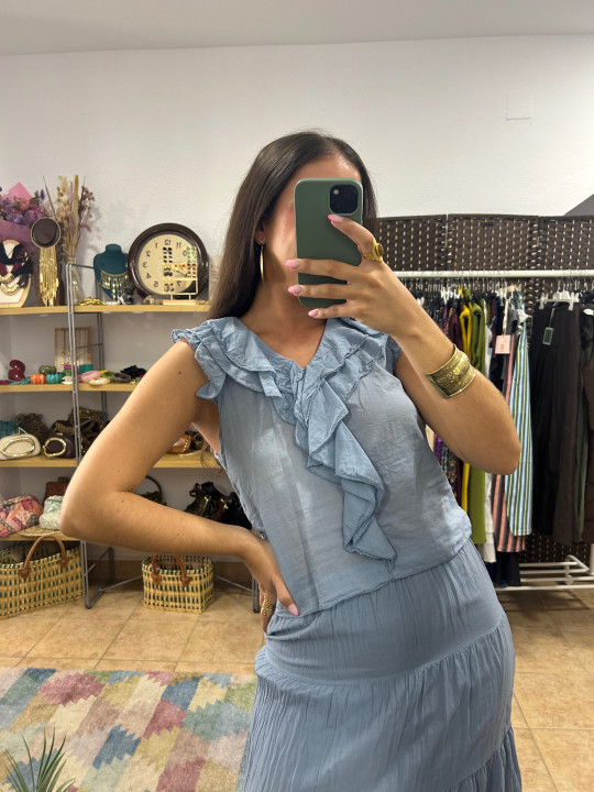 Blusa gasa volantes
