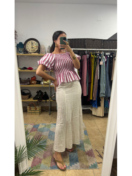 Falda midi lino