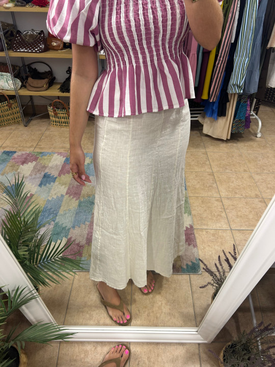 Falda midi lino